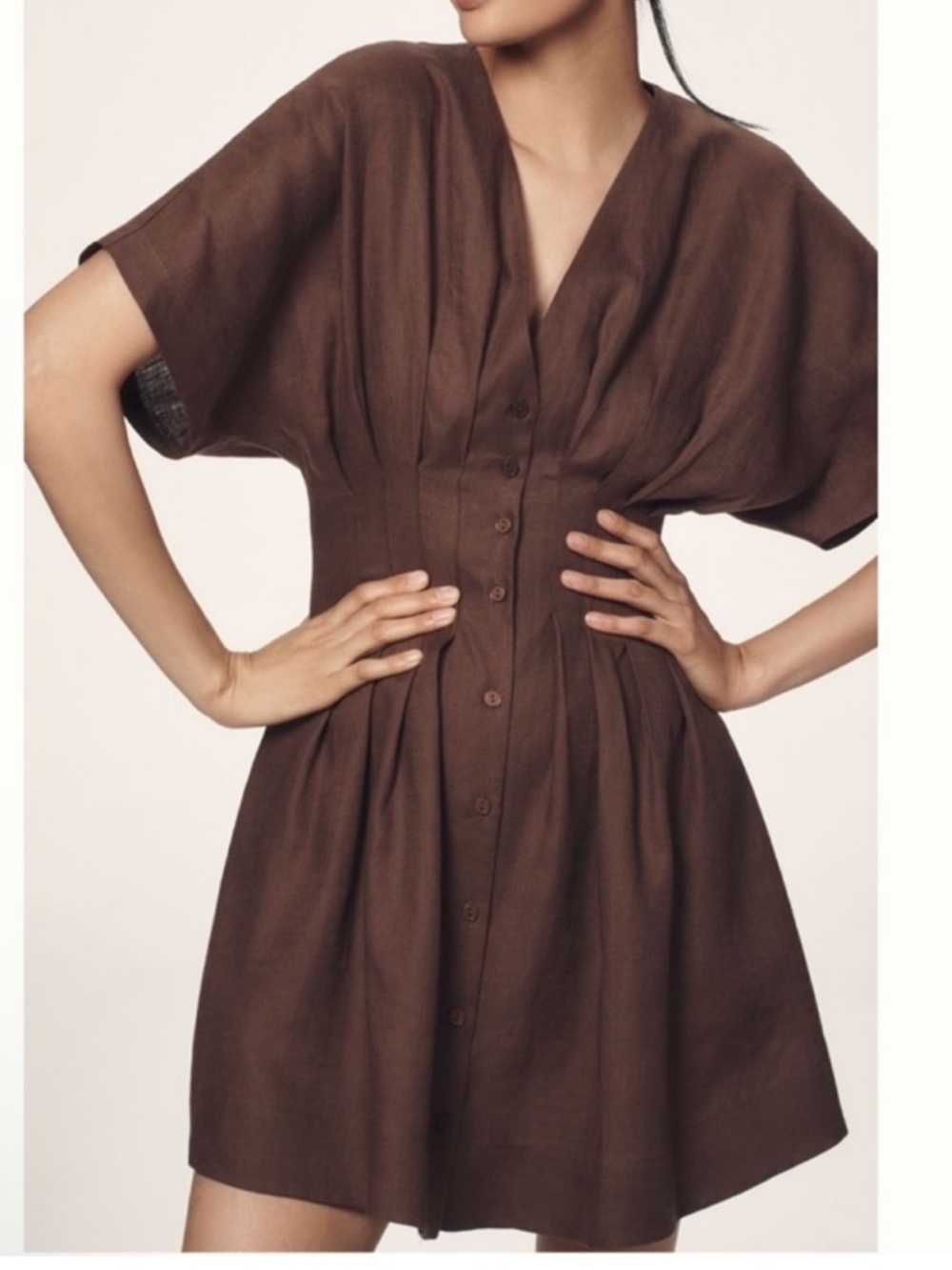 Nwt exquise toby V-Neck pleated Button-Front Women’s Dress